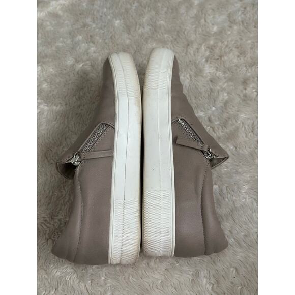 Steve Madden Womens 10 Slip On Mushroom Brown Faux Leather Sneakers Zipper - Picture 3 of 7